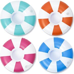 Vintage Stripe Drink Floaties 4 Pack Pool Drink Floats Inflatable Drink Holder Floating Drink Holder Pool Accessories for Adults in Saudi Arabia