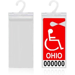 Car Handicap Placard Holder, Portable Transparent Disabled Parking Sign Protector, Disabled Permit Protective Cover with Large Hook for Auto Interior Review Mirror (2PCS) in Saudi Arabia