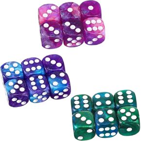18pcs Acrylic Polyhedra Dice Set, 16mm 6 Sided Standard Colored Game Dices for Table Games Board Games Math Learning Classroom Playing Rolling Parties 3 Color 6 Pieces of Each Color in Saudi Arabia