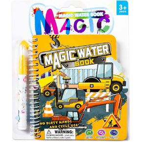 zreboeim Yellow Magic Water Coloring Book for Kids, Reusable Construction Vehicle Water Drawing Book with Pen, Mess Free Coloring Pad, Educational Travel Toy for Toddlers Boys Girls Ages 3+ in Saudi Arabia