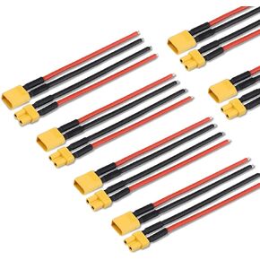 12 PCS XT30 Connector Plug Cable with 16AWG 100mm Silicone Wire, XT30 Connector Adapter, XT30 Male and Female Plug for RC Lipo Battery, Racing Drone, Cable, Car, Boat in Saudi Arabia