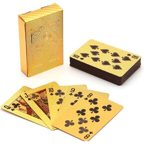 Gold Waterproof Plastic Playing Cards with Storage Case, Flexible 54-Card Poker Deck for Parties and Travel in Kuwait