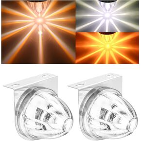 2PCS Dual Revolution LED Watermelon Lights, [3 Color Modes] Watermelon Lights for Semi Trucks with Bracket, Side Marker Signal Lights for Kenworth Peterbilt Freightliner, (Amber & White) in Saudi Arabia