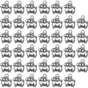 40 Pcs Goat Charm Jewelry Making Silver Bulk Charms Bracelet Small Pendant Bead – Antique Silver Tone Animal Pendant, 3D Cute Mountain Sheep Item, Earring Accessories DIY Jewelry Making Supply Kit in Kuwait