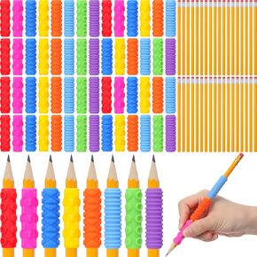 112 Pcs Textured Silicone Pencil Grip with Pencil, Sensory Fidget Sleeves for Adults with ADHD & Anxiety Relief, Travel Fidget Tool for Focus, Calm, and Fine Motor Skills in Kuwait