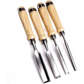 4-Piece Wood Chisel Set, 8mm 12mm 18mm 25mm CR-V Steel Curved Outer Edge Gouge, Sharp Wood Carving Chisels with Firm Wood Handle for Woodworking, Carpentry, DIY Crafts in Kuwait