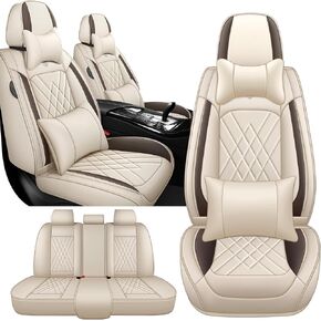Car Seat Covers for Chrysler Town Country 2001-2016, 2 Piece Set Nappa Leather Non-Slip Seat Protectors, Breathable Seat Cover Set. (Standard 2 Seats, Black Grey) in Saudi Arabia