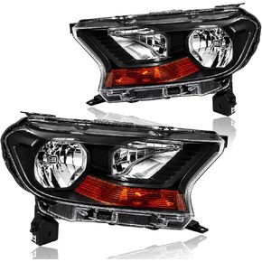 Headlight Assembly for 2019-2023 Ford Ranger XL, XLT Headlamp Pair of Driver Left & Passenger Right Side Replacement Black Housing Amber Reflector in Saudi Arabia