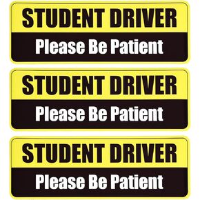 3 Pcs Student Driver Car Magnets, Magnetic Student Driver Stickers for Cars, Reflective Magnet Bumper Sticker for New Drivers, Removable Rectangular Safety Sign for Novice in Saudi Arabia