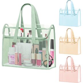 YOPCDJ 4 Pcs Clear Tote Bag, Large Makeup Bags, Clear PVC Cosmetic Bag Organizer, Multifunction Travel Toiletry Bag for Women, Transparent Beach Tote Bags, Transparent Organizer Storage Bags in Kuwait