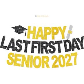 Happy Last First Day Senior 2027 Banner - NO DIY Last First Day of Senior Year Party Decorations For Class of 2027 Party Décor in Saudi Arabia