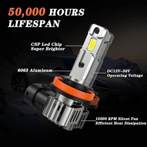 H11 LED Fog Light Bulbs 25W 30000LM CSP Chips 3000K Yellow & 6500K White 1:1 Plug and Play IP68 Waterproof Light Bulbs for Cars SUV Trucks in Saudi Arabia