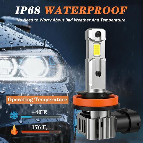 H11 LED Fog Light Bulbs 25W 30000LM CSP Chips 3000K Yellow & 6500K White 1:1 Plug and Play IP68 Waterproof Light Bulbs for Cars SUV Trucks in Saudi Arabia