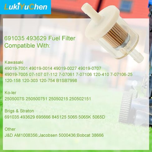 691035 493629 Fuel Filter for Brigs Straton 40 Micron 1/4 Inline Fuel Filter 12hp 17.5hp 27hp 35hp Engine Parts Replace 49019-7001 49019-7005 49019-0014 7-07061 Lawn Mower (2/Pack) in Saudi Arabia