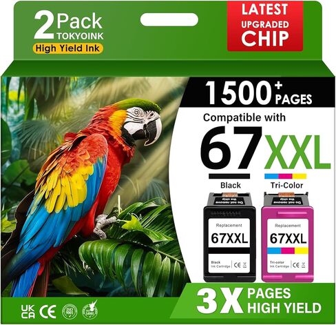 TOKYOINK 67XXL Printer Ink Compatible for HP67 HP 67XL Ink Cartridges Black Color Combo Pack Compatible for HP Ink 67 Fit for DeskJet 2700e 2855e 2827e 2755e 2755 4155e 4255e for Envy 6055e Printer in Saudi Arabia