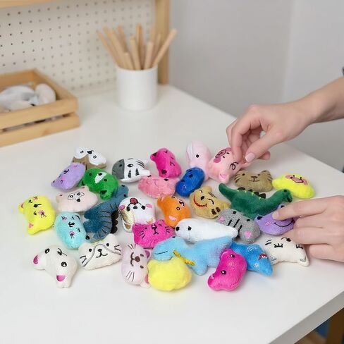 32 PCS Mini Stuffed Animal Plush Toys Set Includes Dinosaurs Farm Ocean Jungle Animals Small Soft Plush for Party Favors Carnival Prizes Claw Machine Rewards 32 Styles in Kuwait