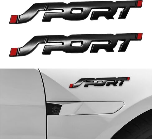 2 PCS Metal Car Sport Sticker, 3D Letter Auto Bumper Badge with Strong Adhesive, Waterproof Sport Decal Exterior Decor for Bumper Tailgate Side Fender, Car Accessories (Black) in Saudi Arabia