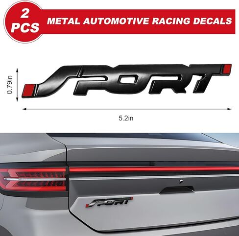 2 PCS Metal Car Sport Sticker, 3D Letter Auto Bumper Badge with Strong Adhesive, Waterproof Sport Decal Exterior Decor for Bumper Tailgate Side Fender, Car Accessories (Black) in Saudi Arabia
