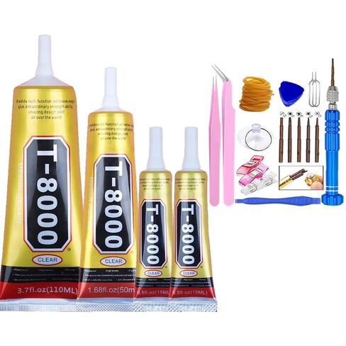 T8000 Glue Clear with Precision Tip for Cell Phones Mobile Repair Kits Electronics LCD Computer Watch Speakers Tablet Earbuds, 4Pcs 15ML 50ML 110ML Transparent T-8000 Adhesive Craft Rhinestone Jewelry in Saudi Arabia