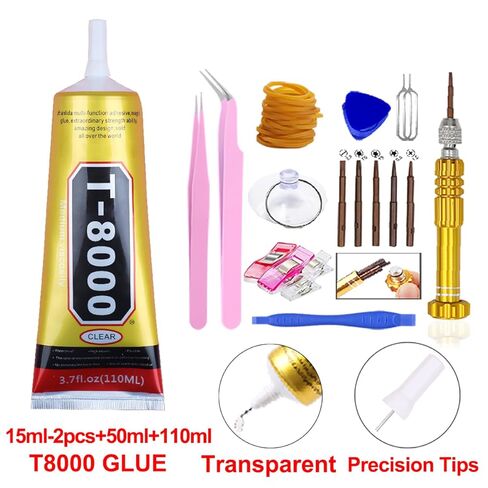 T8000 Glue Clear with Precision Tip for Cell Phones Mobile Repair Kits Electronics LCD Computer Watch Speakers Tablet Earbuds, 4Pcs 15ML 50ML 110ML Transparent T-8000 Adhesive Craft Rhinestone Jewelry in Saudi Arabia