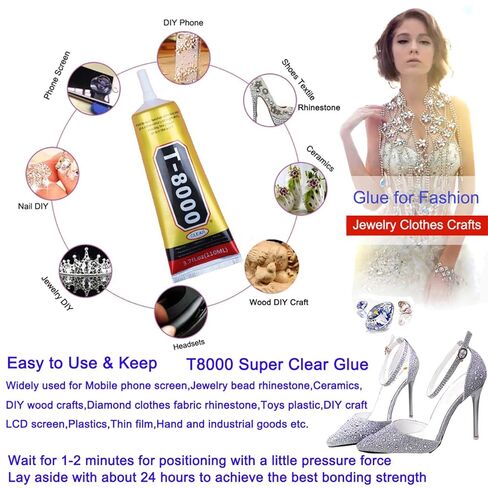 T8000 Glue Clear with Precision Tip for Cell Phones Mobile Repair Kits Electronics LCD Computer Watch Speakers Tablet Earbuds, 4Pcs 15ML 50ML 110ML Transparent T-8000 Adhesive Craft Rhinestone Jewelry in Saudi Arabia