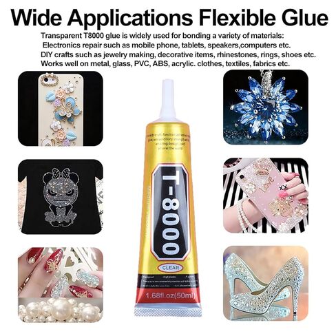 T8000 Glue Clear with Precision Tip for Cell Phones Mobile Repair Kits Electronics LCD Computer Watch Speakers Tablet Earbuds, 4Pcs 15ML 50ML 110ML Transparent T-8000 Adhesive Craft Rhinestone Jewelry in Saudi Arabia
