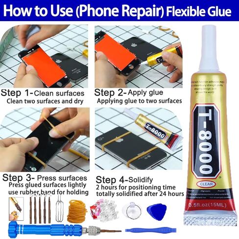 T8000 Glue Clear with Precision Tip for Cell Phones Mobile Repair Kits Electronics LCD Computer Watch Speakers Tablet Earbuds, 4Pcs 15ML 50ML 110ML Transparent T-8000 Adhesive Craft Rhinestone Jewelry in Saudi Arabia