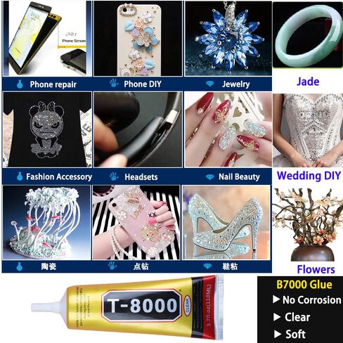 T8000 Glue Clear with Precision Tip for Cell Phones Mobile Repair Kits Electronics LCD Computer Watch Speakers Tablet Earbuds, 4Pcs 15ML 50ML 110ML Transparent T-8000 Adhesive Craft Rhinestone Jewelry in Saudi Arabia