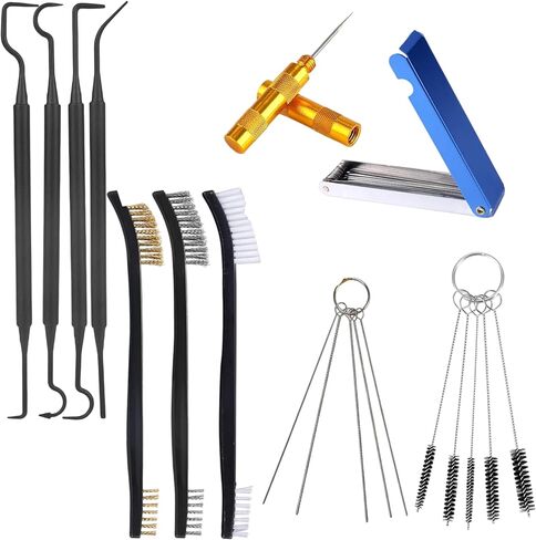 Carburetor Cleaning Kit Tool, 31Pcs Carb Jet Cleaner Tool Set with Dual-Ended Brushes, Cleaning Needles, Hooks & Wrench for Motorcycle ATV Chainsaw Welder Small Engine Maintenance in Saudi Arabia