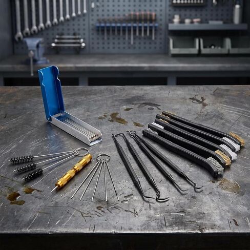Carburetor Cleaning Kit Tool, 31Pcs Carb Jet Cleaner Tool Set with Dual-Ended Brushes, Cleaning Needles, Hooks & Wrench for Motorcycle ATV Chainsaw Welder Small Engine Maintenance in Saudi Arabia