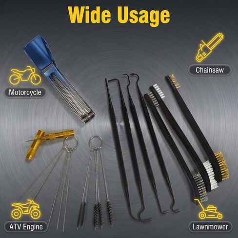 Carburetor Cleaning Kit Tool, 31Pcs Carb Jet Cleaner Tool Set with Dual-Ended Brushes, Cleaning Needles, Hooks & Wrench for Motorcycle ATV Chainsaw Welder Small Engine Maintenance in Saudi Arabia