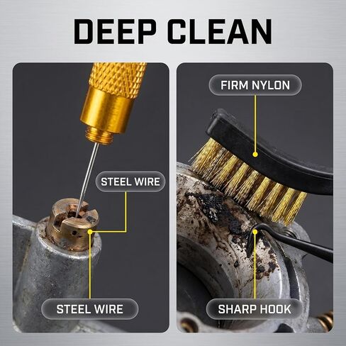Carburetor Cleaning Kit Tool, 31Pcs Carb Jet Cleaner Tool Set with Dual-Ended Brushes, Cleaning Needles, Hooks & Wrench for Motorcycle ATV Chainsaw Welder Small Engine Maintenance in Saudi Arabia