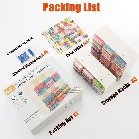 45 Pcs Diamond Storage Containers,Diamond Painting Sliding Trays ,Stackable Diamond Art Trays , 2-in-1 Art Carft Storage Box Set Line-Up for Diamond Accessories ,Bead and Jewelry (Transparent/45Pcs) in Saudi Arabia