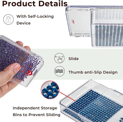 45 Pcs Diamond Storage Containers,Diamond Painting Sliding Trays ,Stackable Diamond Art Trays , 2-in-1 Art Carft Storage Box Set Line-Up for Diamond Accessories ,Bead and Jewelry (Transparent/45Pcs) in Saudi Arabia