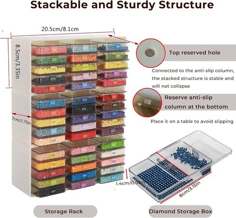 45 Pcs Diamond Storage Containers,Diamond Painting Sliding Trays ,Stackable Diamond Art Trays , 2-in-1 Art Carft Storage Box Set Line-Up for Diamond Accessories ,Bead and Jewelry (Transparent/45Pcs) in Saudi Arabia