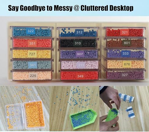 45 Pcs Diamond Storage Containers,Diamond Painting Sliding Trays ,Stackable Diamond Art Trays , 2-in-1 Art Carft Storage Box Set Line-Up for Diamond Accessories ,Bead and Jewelry (Transparent/45Pcs) in Saudi Arabia