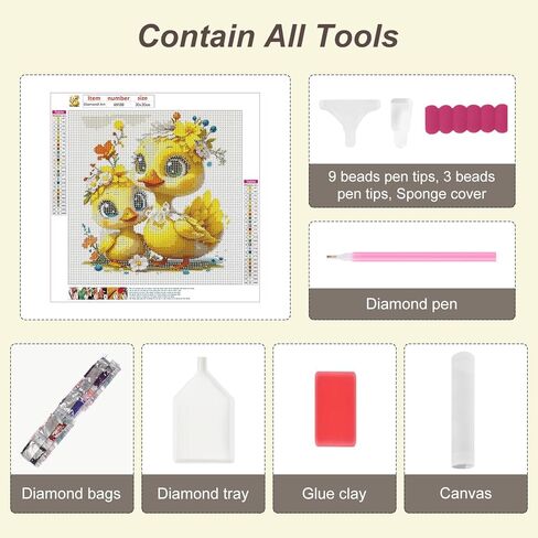 Anuver Diamond Painting Kits for Adults Duck, 5D Round Diamond Art Kits for Beginners, DIY Full Drill Crystal Gem Painting Kits for Home Wall Decor 12x12Inch, Animal in Saudi Arabia