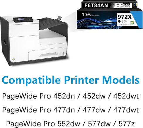 972X High Yield Black PageWide Cartridge F6T84AN Compatible Replacement for HP972X Black Ink Cartridge 972A Works with PageWide Pro 452dn 452dw 452dwt 477dn 477dw 477dwt 552dw 577dw 577z Printer Ink in Saudi Arabia
