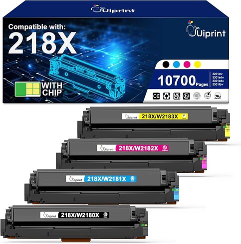 حبر 218X مع رقاقة متوافقة مع خراطيش حبر HP 218X 4 عبوات حبر 218A لطابعة HP Color Laserjet pro MFP 3301sdw 3201dw 3301fdw 3301cdw، W2180X W2180A عالية الإنتاجية تصل إلى 10700 صفحة in Kuwait