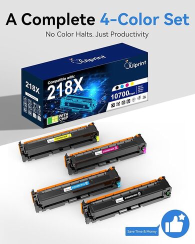 حبر 218X مع رقاقة متوافقة مع خراطيش حبر HP 218X 4 عبوات حبر 218A لطابعة HP Color Laserjet pro MFP 3301sdw 3201dw 3301fdw 3301cdw، W2180X W2180A عالية الإنتاجية تصل إلى 10700 صفحة in Kuwait