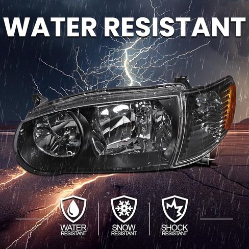 SPEC-D TUNING Black Housing Clear Lens Headlights + Corner Lights Compatible with 2001-2002 Toyota Corolla, L+R Pair Head Light Lamp Assembly in Kuwait