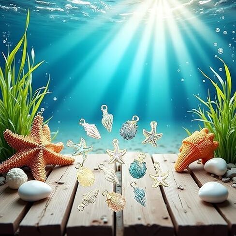 13 Pcs Starfish Conch Sea Shell Pendants Mixed Random DIY Charms Sea Necklace Pendant for Women Jewelry Creative Jewelry Making Handmade Nautical Ocean Shell Enamel Craft Charms Accessory in Saudi Arabia