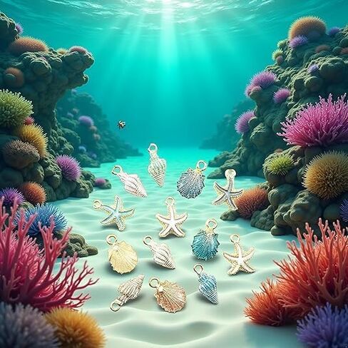 13 Pcs Starfish Conch Sea Shell Pendants Mixed Random DIY Charms Sea Necklace Pendant for Women Jewelry Creative Jewelry Making Handmade Nautical Ocean Shell Enamel Craft Charms Accessory in Saudi Arabia