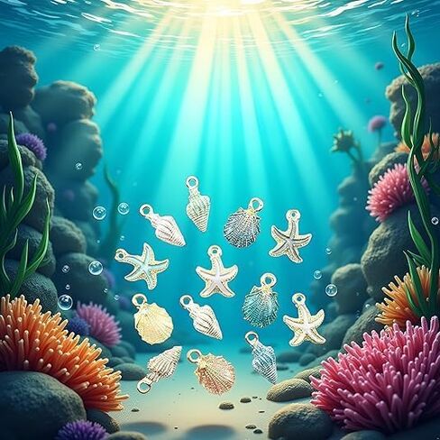 13 Pcs Starfish Conch Sea Shell Pendants Mixed Random DIY Charms Sea Necklace Pendant for Women Jewelry Creative Jewelry Making Handmade Nautical Ocean Shell Enamel Craft Charms Accessory in Saudi Arabia