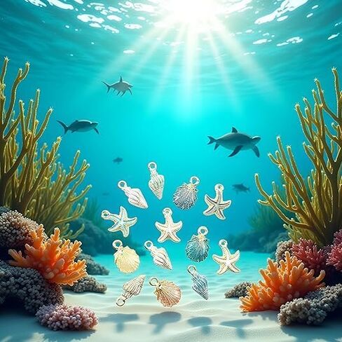 13 Pcs Starfish Conch Sea Shell Pendants Mixed Random DIY Charms Sea Necklace Pendant for Women Jewelry Creative Jewelry Making Handmade Nautical Ocean Shell Enamel Craft Charms Accessory in Saudi Arabia