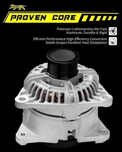 Oktiger 136A Diesel Upgraded Alternator for Dodge Ram 2500 Ram 3500 Laramie Slt Sport St Trx4 2006 2007 5.9L, for Dodge Ram 2500 St Ram 4000 2006-2009, L6 12V CW 8-Groove Clutch Pulley OE 04801475AA | Precision CNC castings + die-cast aluminum housing, Pu in Saudi Arabia