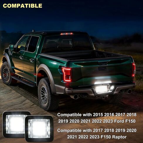 مجموعة ضوء لوحة الترخيص LED متوافقة مع Ford F150 2015 2016 2017 2018 2019 2020 2021 2022 2023 مجموعة إضاءة المصد الخلفي عدسة شفافة بيضاء 6000K مصباح F-150 XL XLT الملحقات، حزمة من 2 in Kuwait