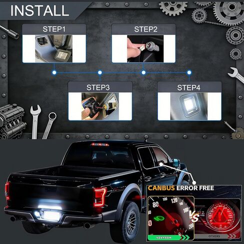 مجموعة ضوء لوحة الترخيص LED متوافقة مع Ford F150 2015 2016 2017 2018 2019 2020 2021 2022 2023 مجموعة إضاءة المصد الخلفي عدسة شفافة بيضاء 6000K مصباح F-150 XL XLT الملحقات، حزمة من 2 in Kuwait