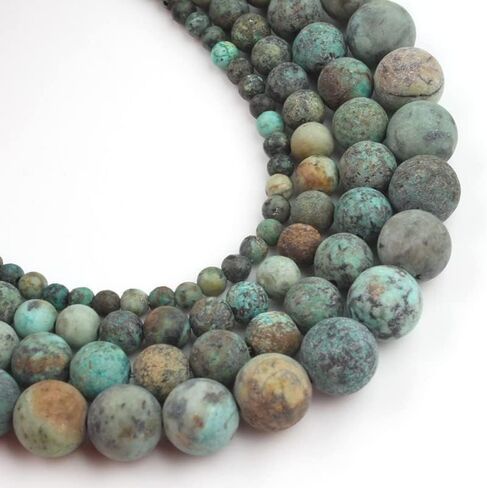 60pcs Natural Matte American Turquoise Gemstone Beads，6mm Frosted Round Loose Stone Beads for Jewelry Making Earring Bracelet Necklace DIY Crafts in Saudi Arabia