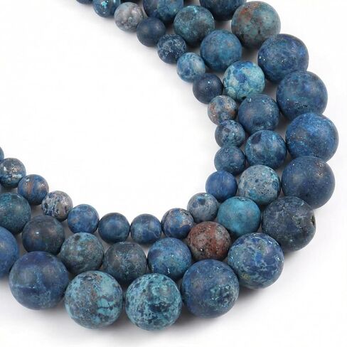 60pcs Natural Matte American Turquoise Gemstone Beads，6mm Frosted Round Loose Stone Beads for Jewelry Making Earring Bracelet Necklace DIY Crafts in Saudi Arabia